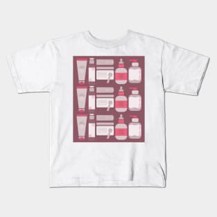 Skincare Essentials Pattern (Mauve Purple & Pink Version) Kids T-Shirt